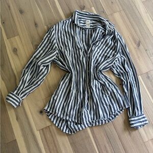 H&M blue and White Long Sleeve Button Down Shirt